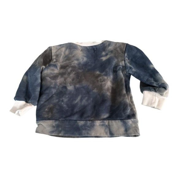 Olive + Scout Blue Black Tie Dye Crewbeck Sweater Baby Boy Size 18-24 Months - Picture 2 of 4